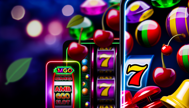 alt_text: Exciting cover for "ambgogo สล็อต" featuring vibrant slot symbols and a thrilling online casino vibe.