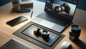 alt_text: Professional cover image for "ambgogo คือ" featuring a sleek laptop and smartphone on a desk.