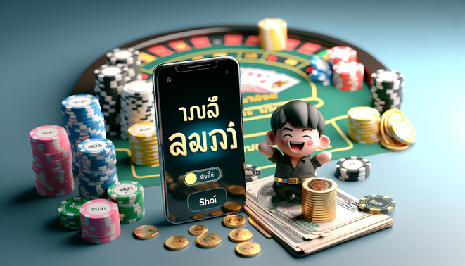 Photorealistic cover image featuring a smartphone with "คืนยอดเสีย," smiling Thai player, coins, and chips.